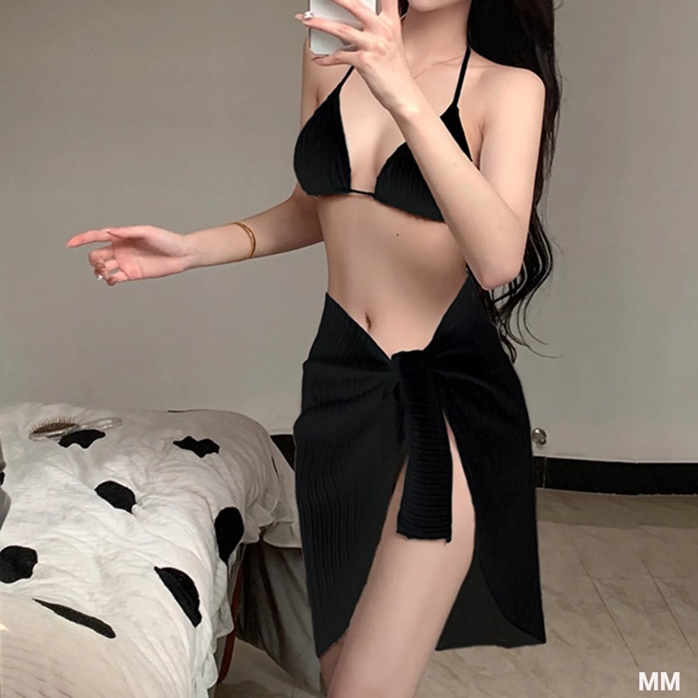 ■韓国■VIVALUV■ ホルターネック ハイウェスト 胸元開き 全2色 女性用ハイウエストビキニセット,ホルターネック水着,プッシュ