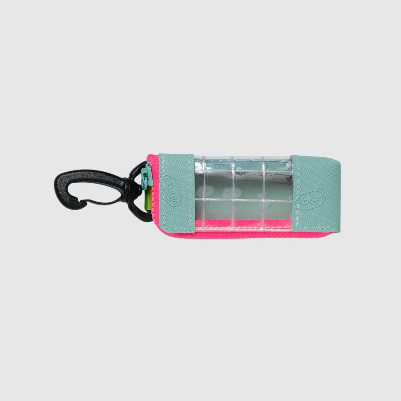 vibram light case (mint×clear) with pink glowing zip