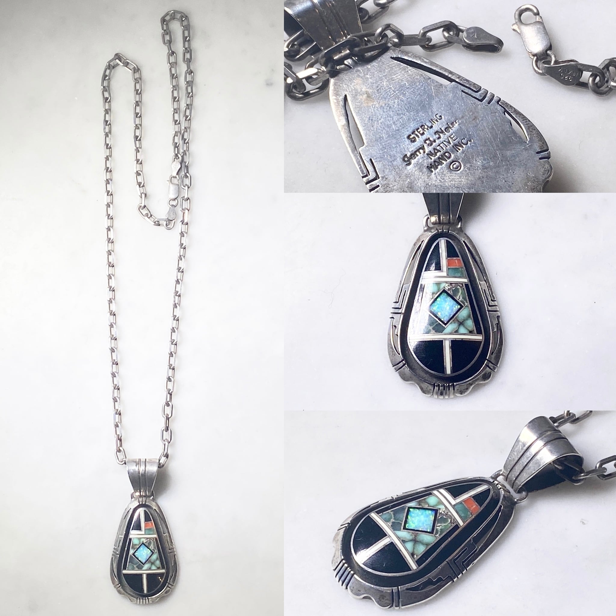 JERRY T. NELSON silver inlay pendant necklace | NOIR ONLINE