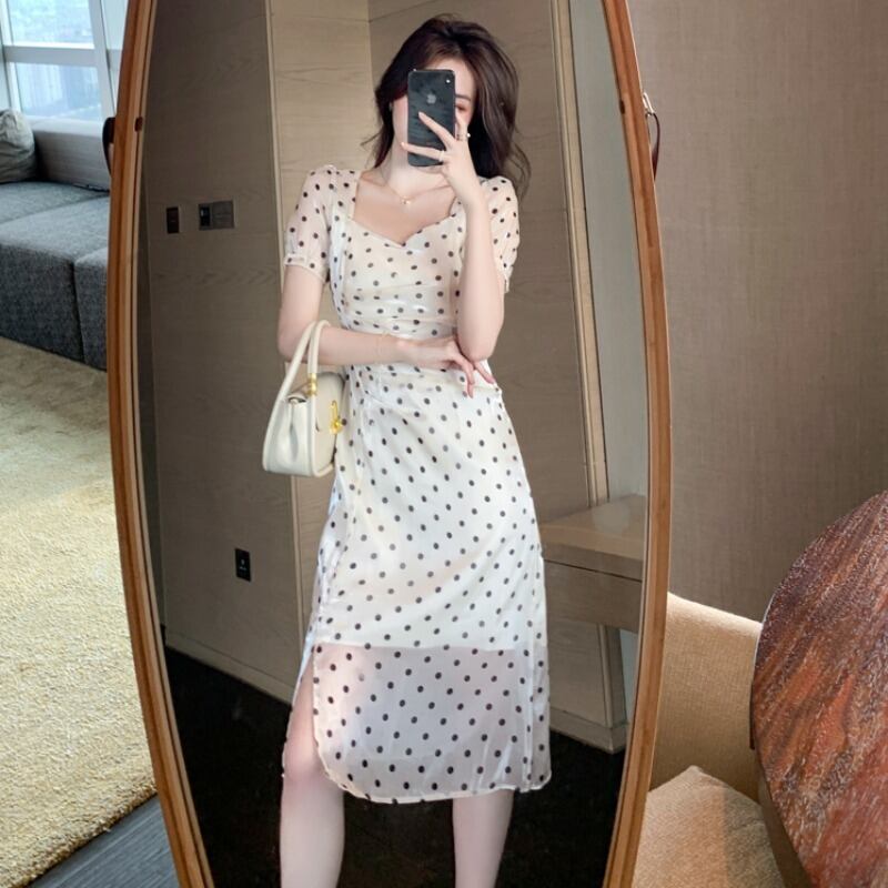 スタンダードドレス サマースタイルウェストスカート レトロ 夏物 スクウェア ハンチェンe97000519808