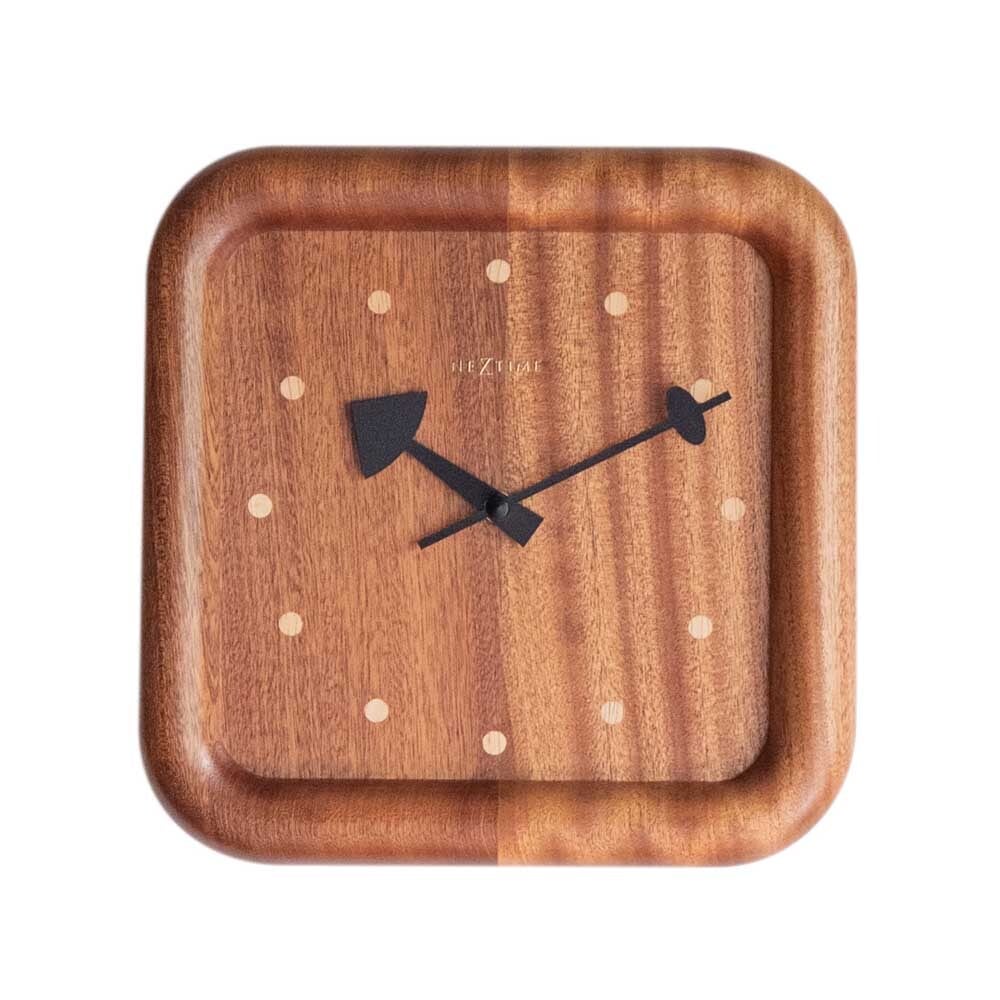 壁時計 掛時計 NEXTIME ネクスタイム ウォールクロック Dowel Square ブラウン / NXT-J030 ウッド PastPresent Series