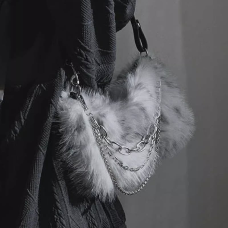 chain shoulder faux fur bag la1121