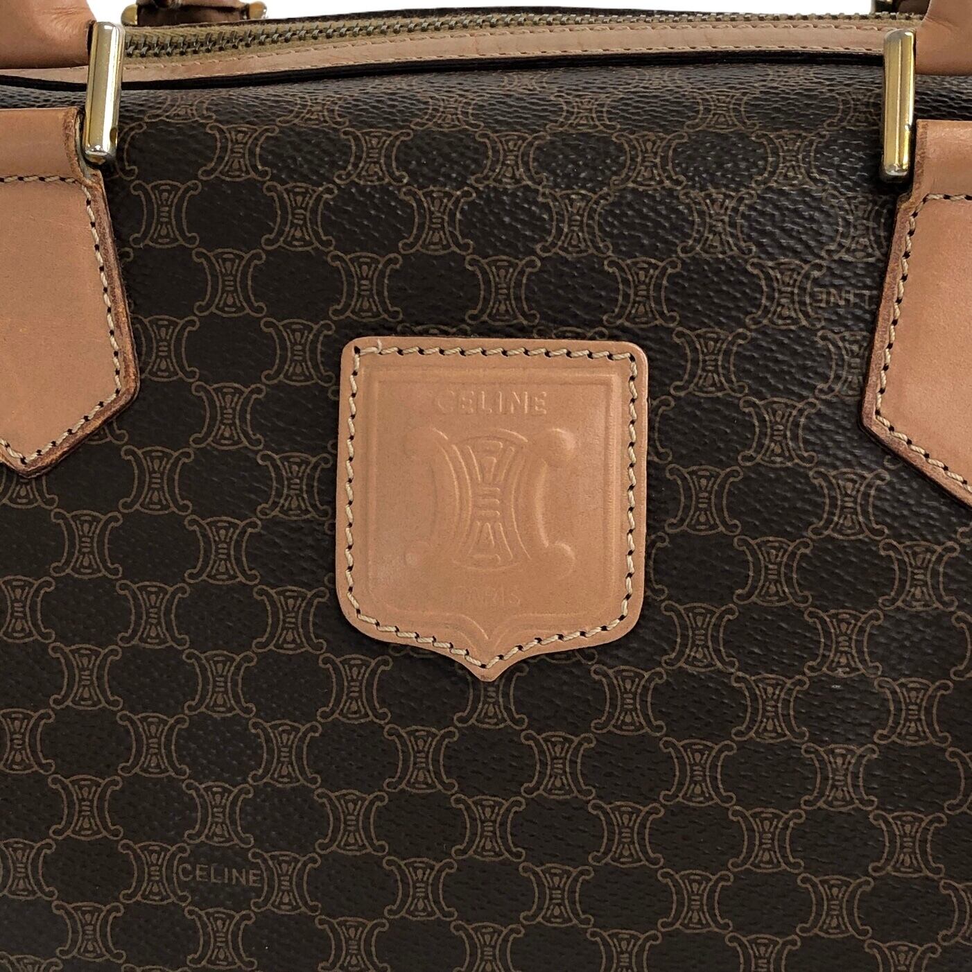 CELINE セリーヌ マカダム ハンドバッグ ブラウン ブラゾン型