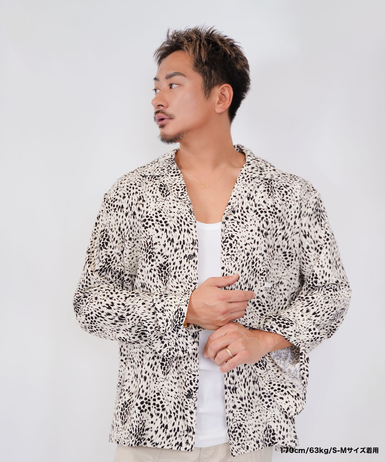 【#Re:room】LEOPARD OPEN COLLAR LONG SLEEVE SHIRTS［RES091］