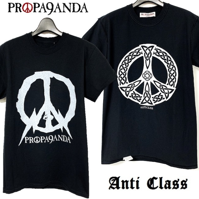 【10%OFF SALE】PROPA9ANDA × ANTI CLASS / プロパガンダ × アンチクラス「ANTI&PEACE REVERSIBLE TEE」限定コラボ リバーシブルＴシャツ 半袖 黒 ブラック ピース スカル ドクロ メンズレディース UK パンクロック PUNKROCK ハードコア HARDCORE メタル METAL バンド ステージ衣装 Rogia