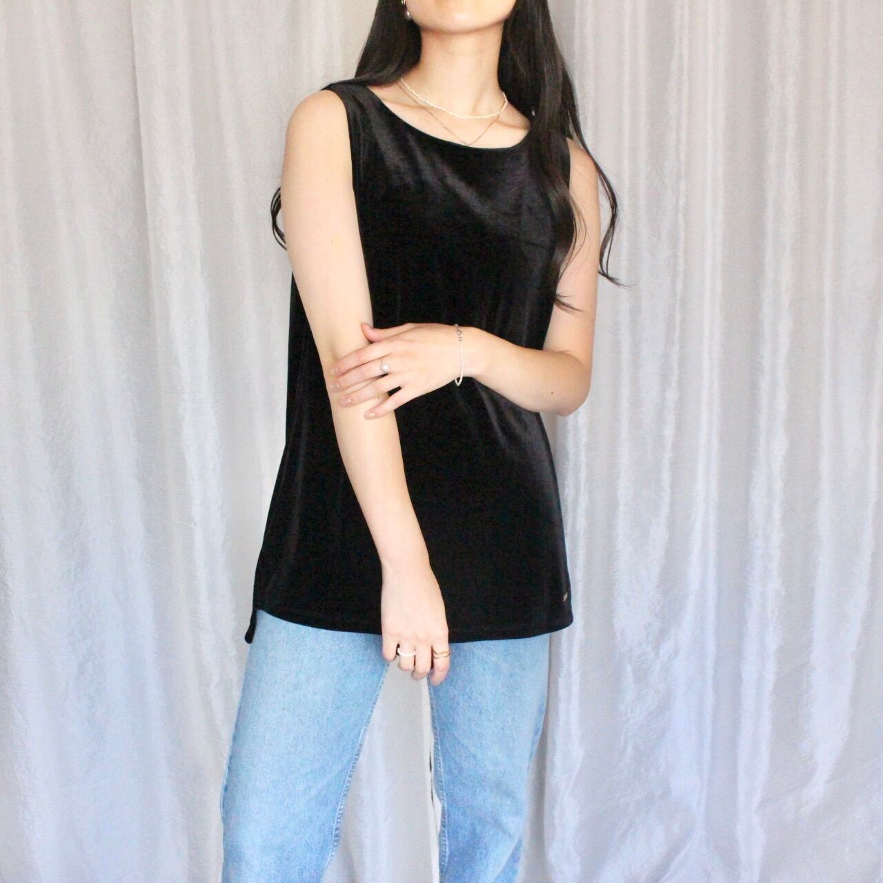 ベロアロングノースリーブ ブラック【939】