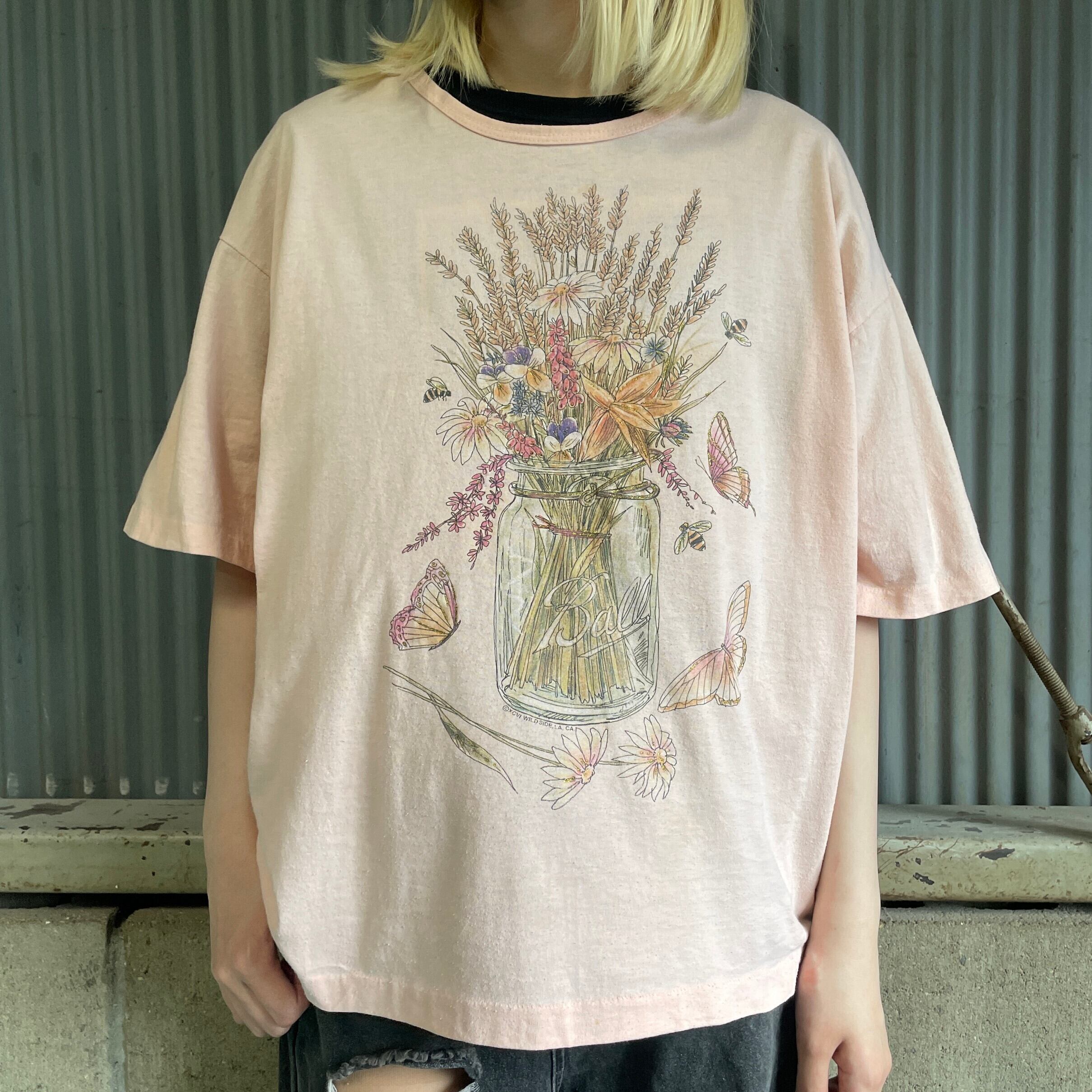 USA製 80s 90s ヴィンテージT 白Tシャツ アート シングルステッチ