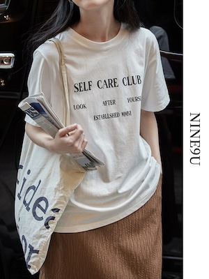 casual crew-neck letter t-shirt 2color【NINE7847】