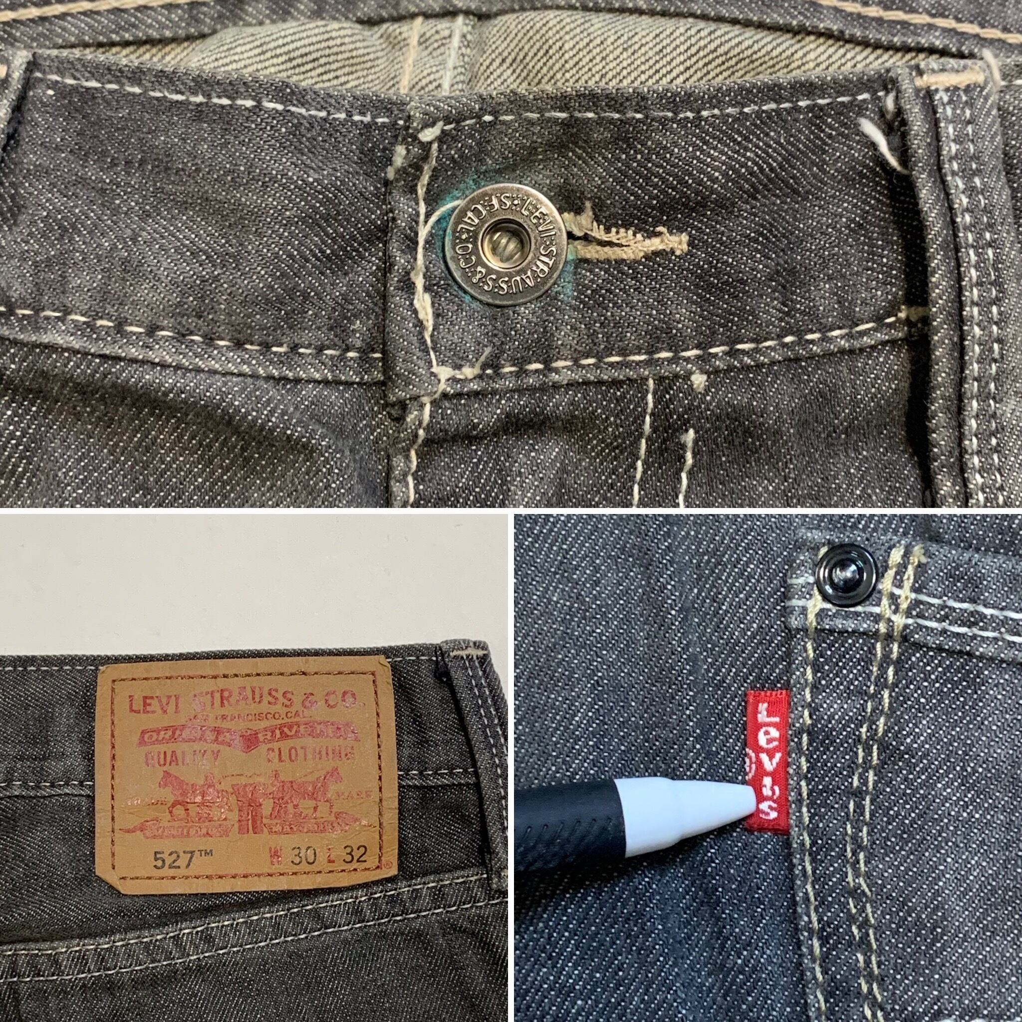 7911 リーバイス527 ブラックデニムパンツ 先染め ブーツカット W33