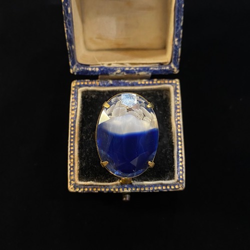 Bicolored glass oval big ring