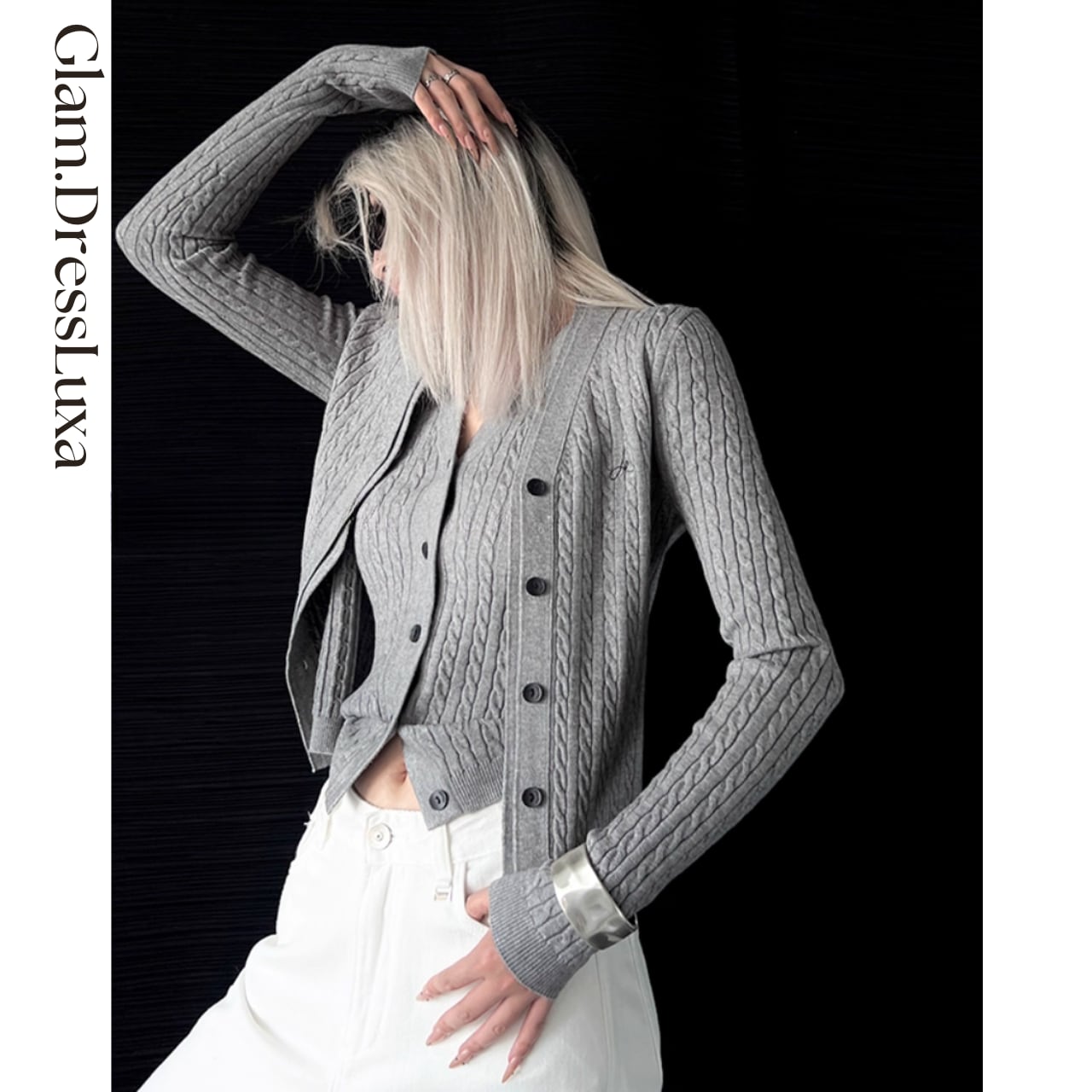 Layered Knit Cardigan Set/2color_T1558