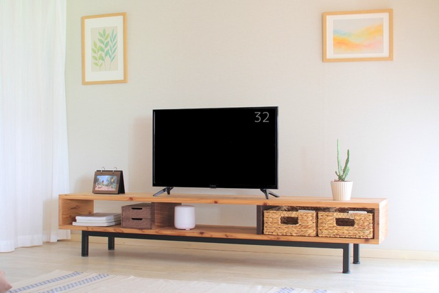 無垢材×スチール脚 テレビボード｜収納なし［幅180cm］
