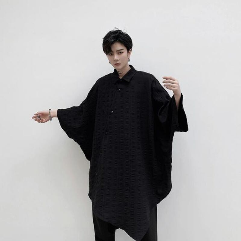 メンズ 春服 シャツ デザインシャツ オーバーサイズ ビッグシルエット ゆったり かっこいい ストリート系 原宿系 オルチャン 10代 代 天使と悪魔 サブカル系ファッション Seasonz