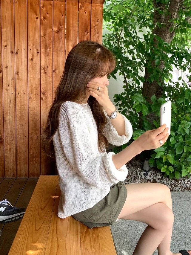 (OUNCE) lose boat  neck  knit