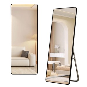 【新着特価】姿見鏡 全身鏡 ミラー スタンド鏡 完成品 壁掛けミラー 幅34×高さ146cm 立てかけミラー 壁掛け 飛散防止 スタンドミラー かがみ 折りたたみ 自立 軽量 薄型 アルミ合金 大型 おしゃれ 地震対策 (ブラック146*34cm)