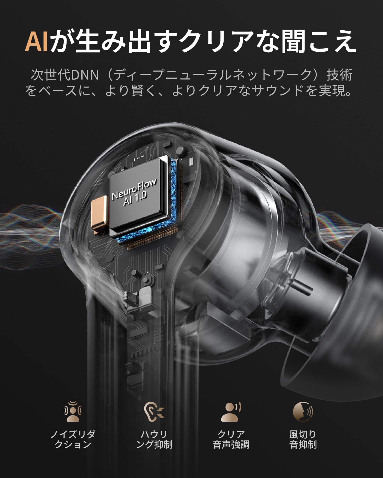 集音器 Bluetooth5.3 ワイヤレス イヤホン型 高齢者若者向け 長時間