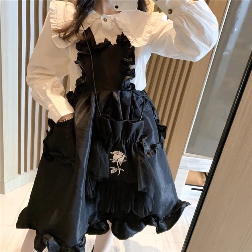 サブカル 服 地雷系 通販 薔薇刺繍 バッグ ロリータ ガーリー 甘め ろりーた ロリィタ 服