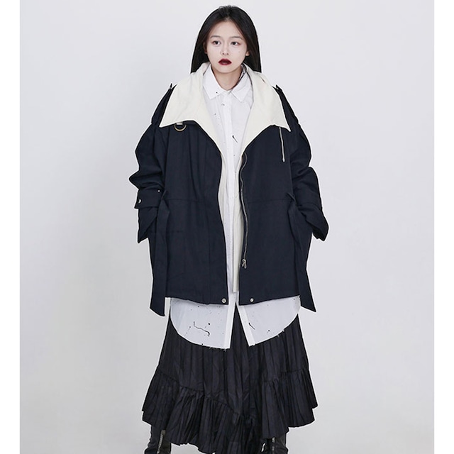 【隱覓シリーズ】★綿入れコート★ アウター 男女兼用 メンズ 配色 黒白 合わせやすい 厚て 暖か