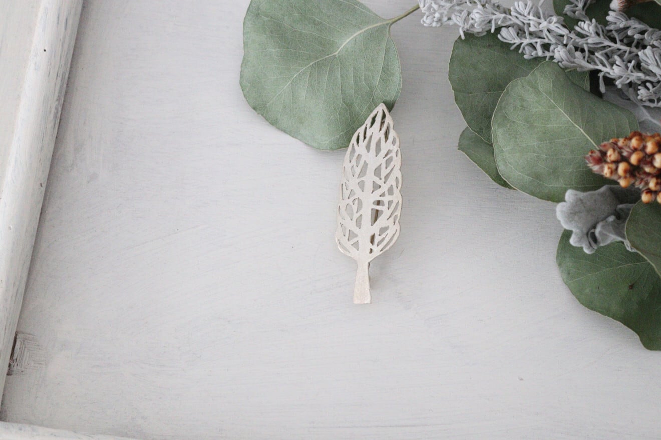 0202 イチョウの木 冬ブローチ 大