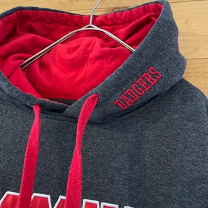 【STADIUM】カレッジ スウェット パーカー フーディ WISCONSIN BADGERS ウィスコンシン大学 M 刺繍 ロゴ フットボール US古着