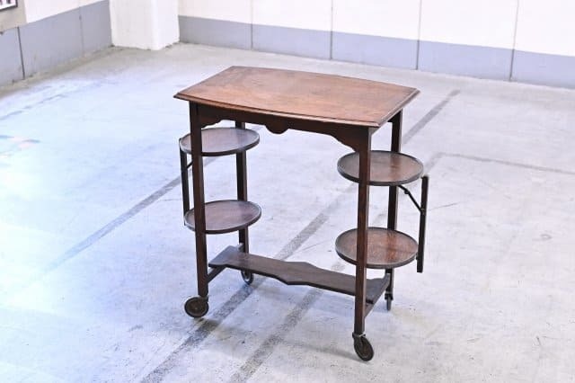 英国アンティーク オーク材 ワゴン 折りたたみ キャスター サイドテーブル 作業台 クラシック ビンテージ レトロ キッチン 花台【中古家具/中古インテリア/USED家具ユーズド家具/リサイクル】