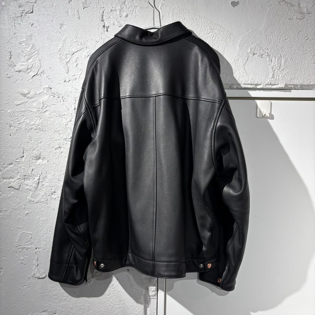 25AW COMOLI 黒 カバーオール レザー襟　サイズ3 COMOLI コモリ 25AW Calfskin Zip Short Jacket レザージャケット C03