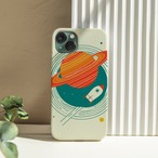 受注生産 iPhoneケース リング惑星とロケットの宇宙柄｜ロケットモチーフ RFSP007C