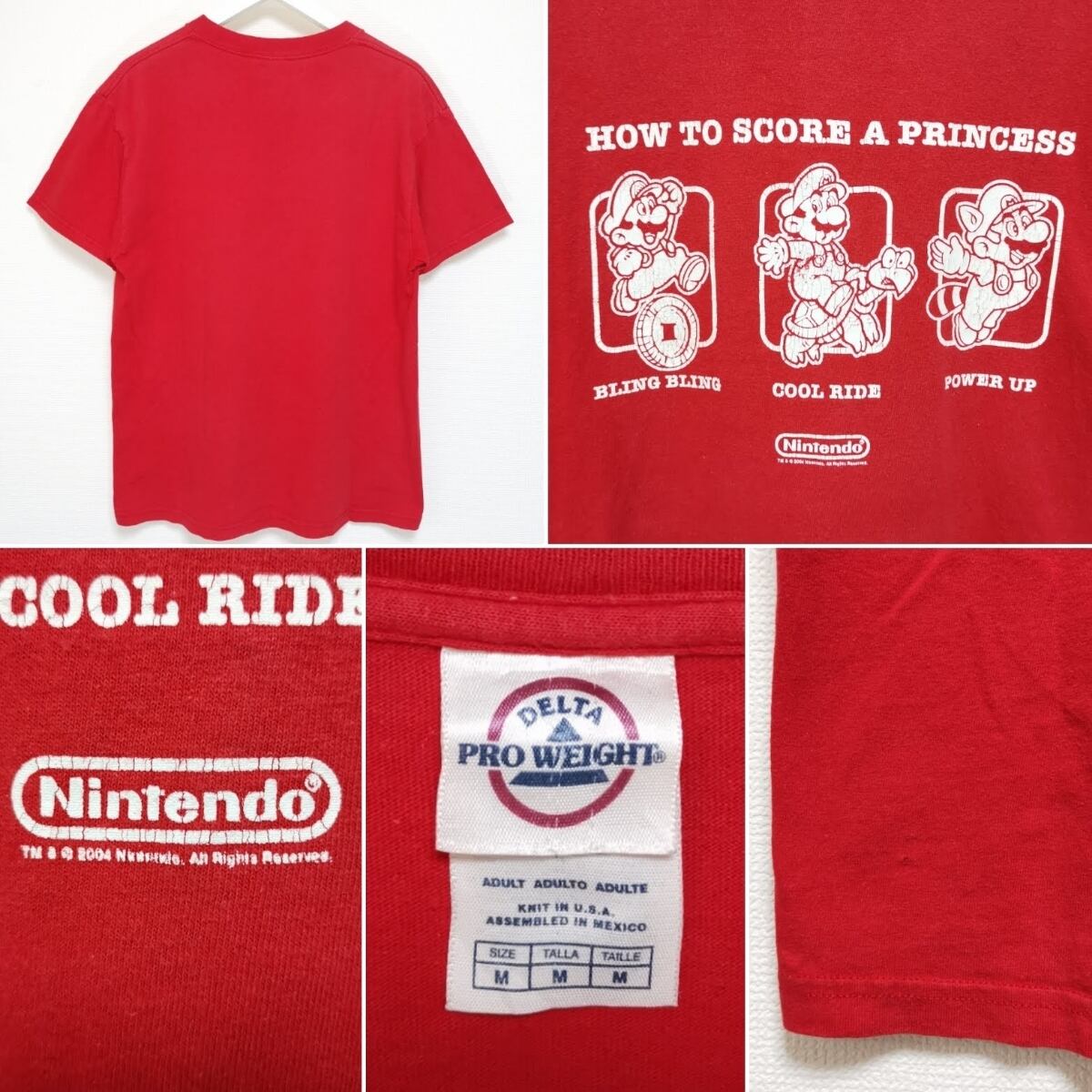 送料無料 M 00s スーパー マリオ MARIO Tシャツ オールド NINTENDO 