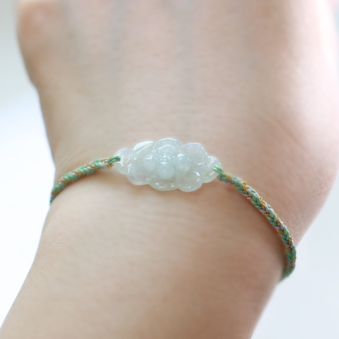 蓮花彫り翡翠ブレスレット flower bracelet A貨翡翠 jd_br1094  