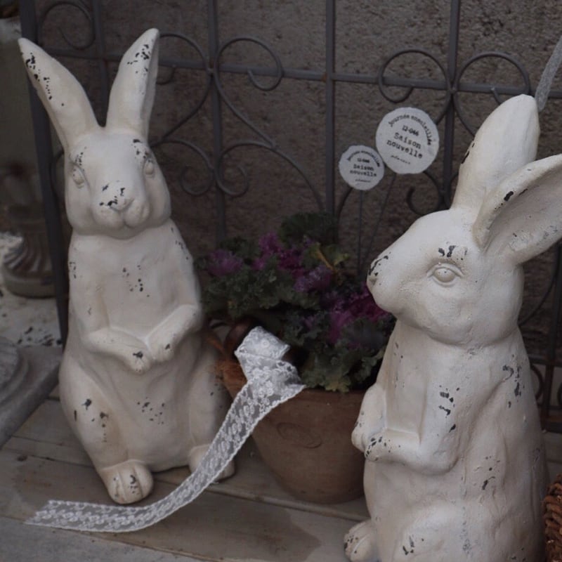 ガーデンオーナメント ヴィンテージ調 レトロ調 うさぎ 置物 オブジェ