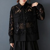 レース切替 デザイン シャツ  30239