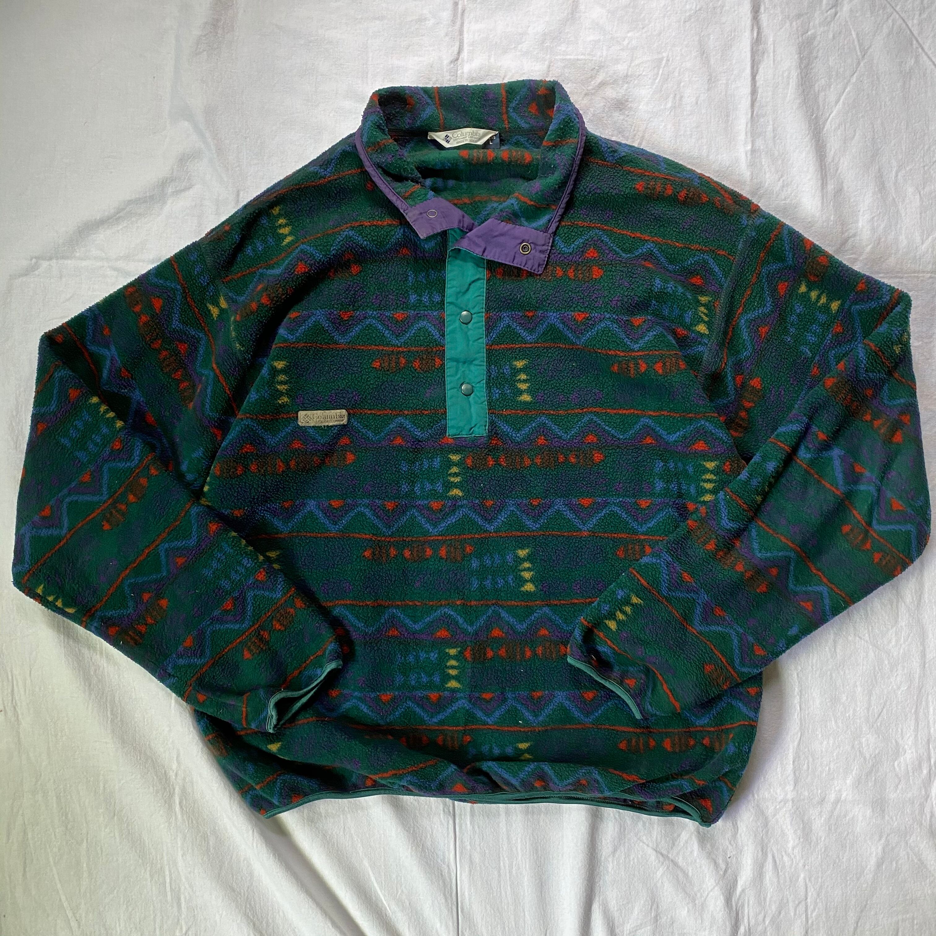 80s Columbia フリース USA製 総柄 古着 ヴィンテージ used vintage