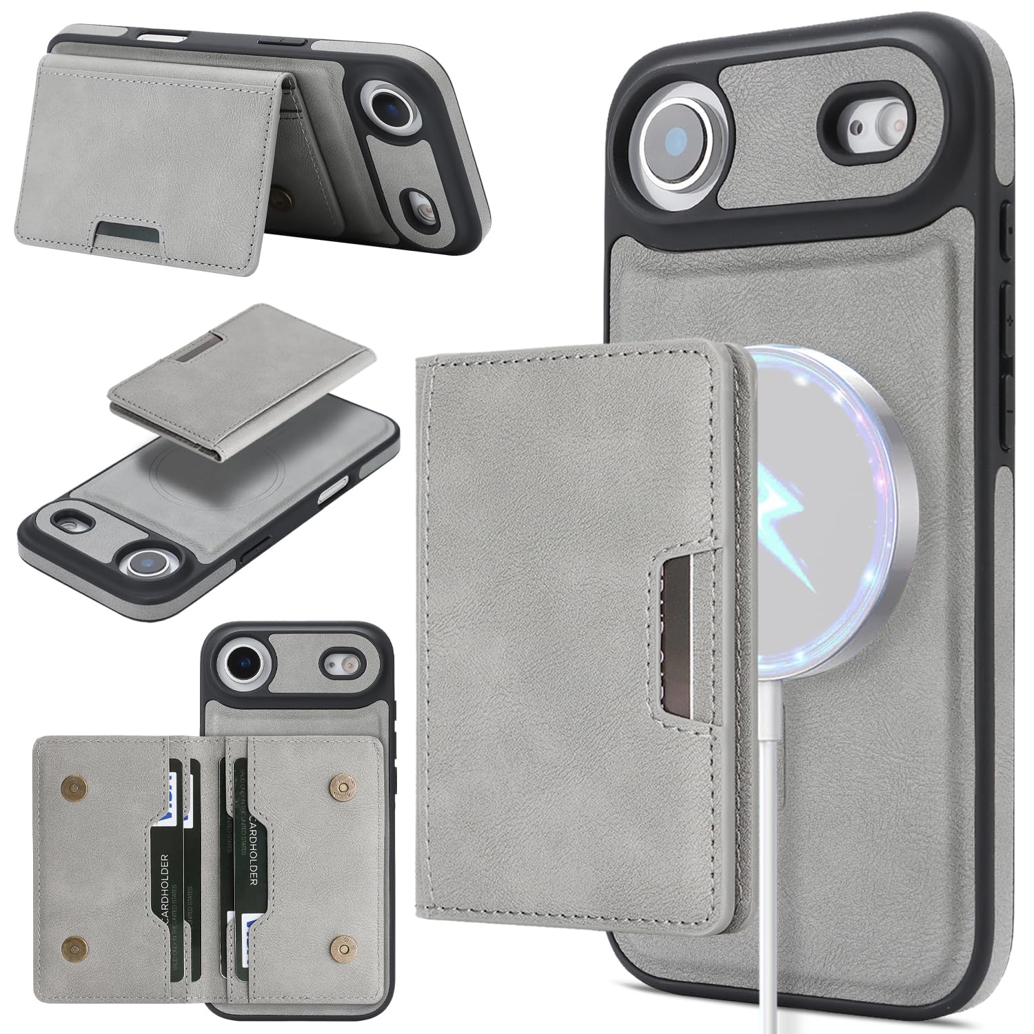 ALANTOP iPhone 17 Air 用ケース MagSafe対応 2in1 分離式 財布型 RFIDブロッキング マグネット式カードホルダー スタンド機能 耐衝撃 男女兼用 スマホ 用 ケース