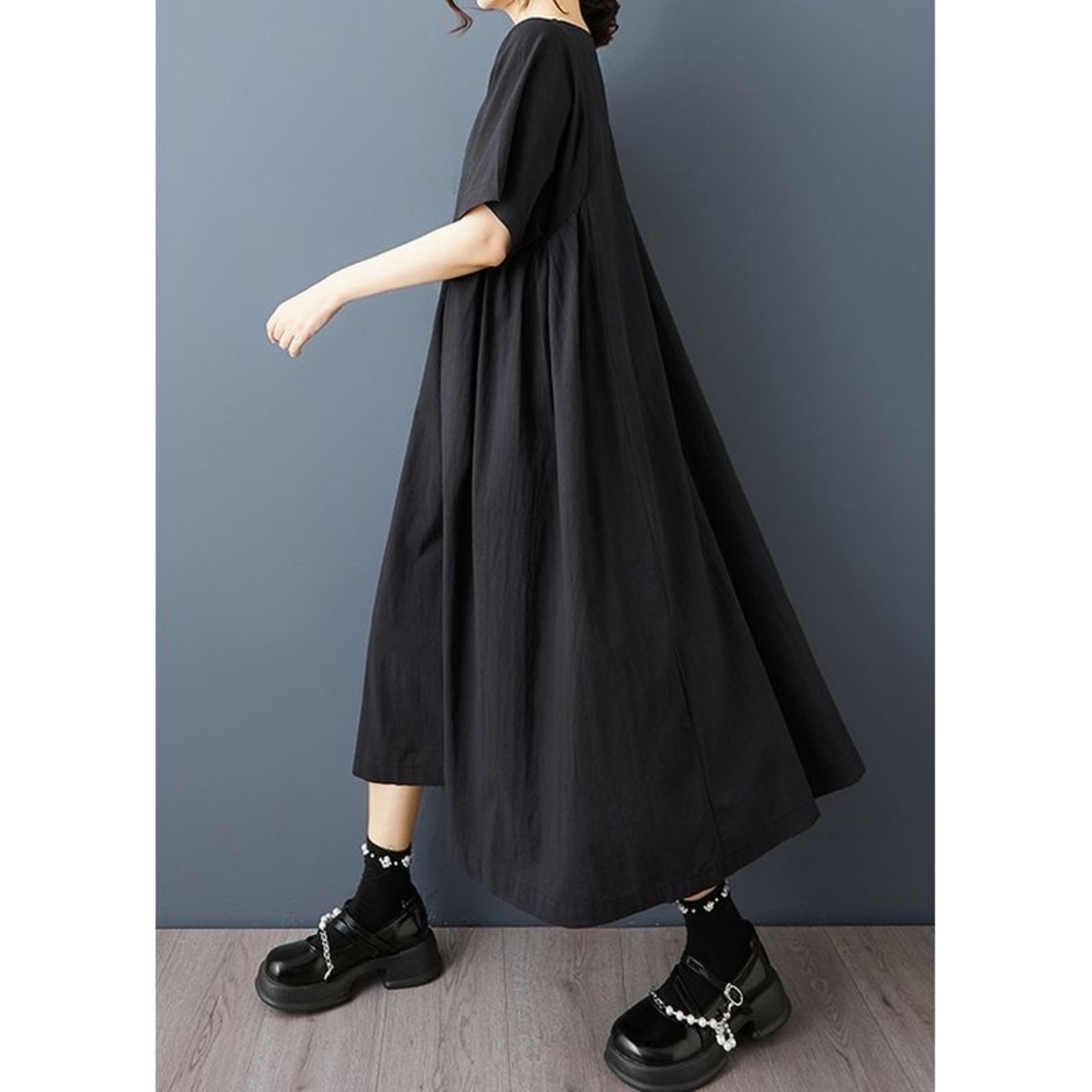 ゆったり ボートネック ワンピース  30158