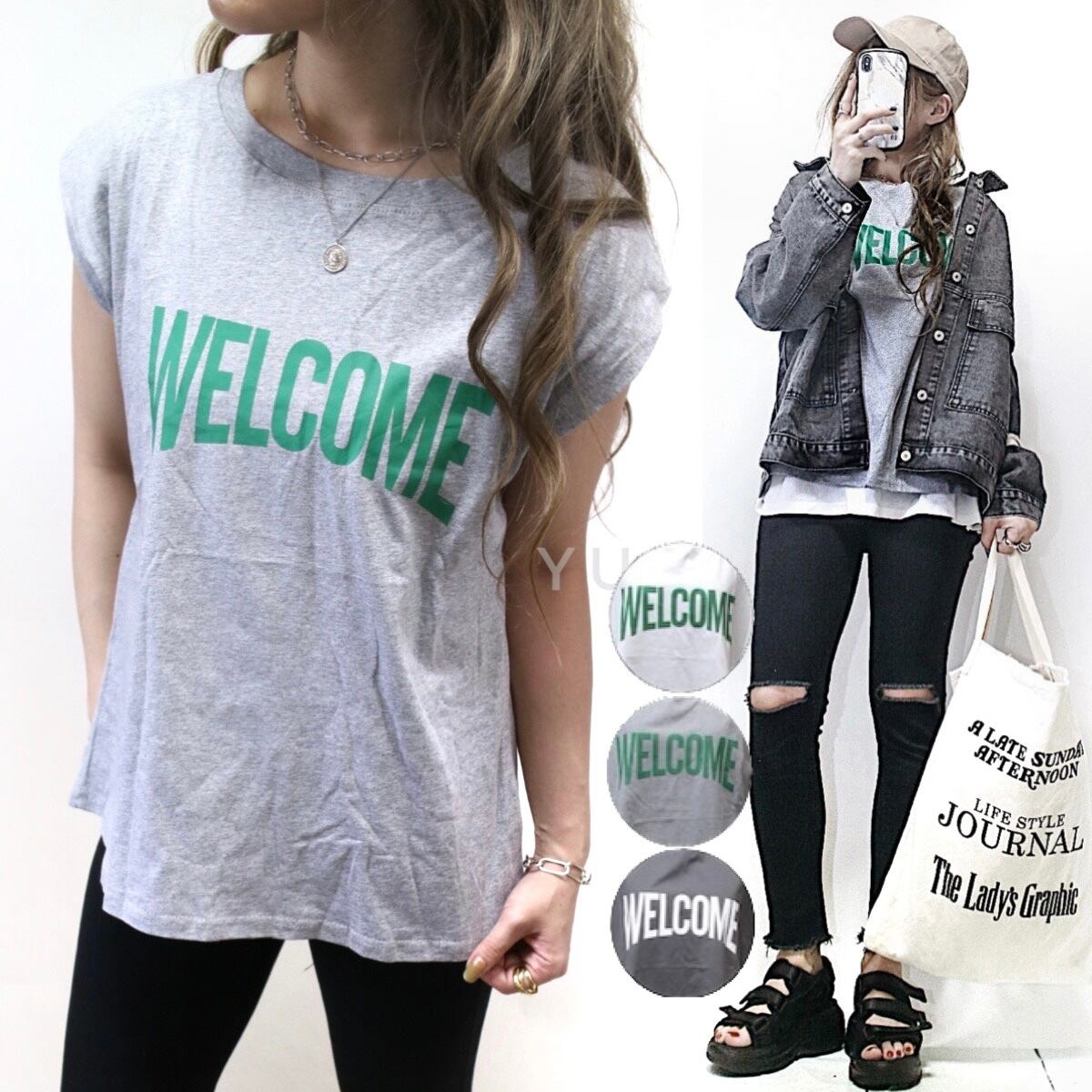 WELCOMEフレンチスリーブTシャツ