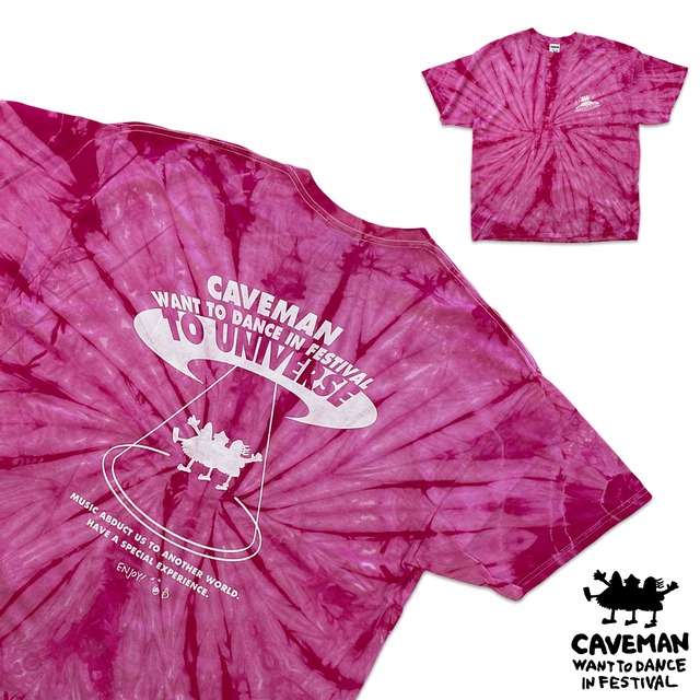 【CAVEMAN】「Pink Gravity」  S/S T-shirt【caveman want to dance in festival】td10-caveman-PinkG