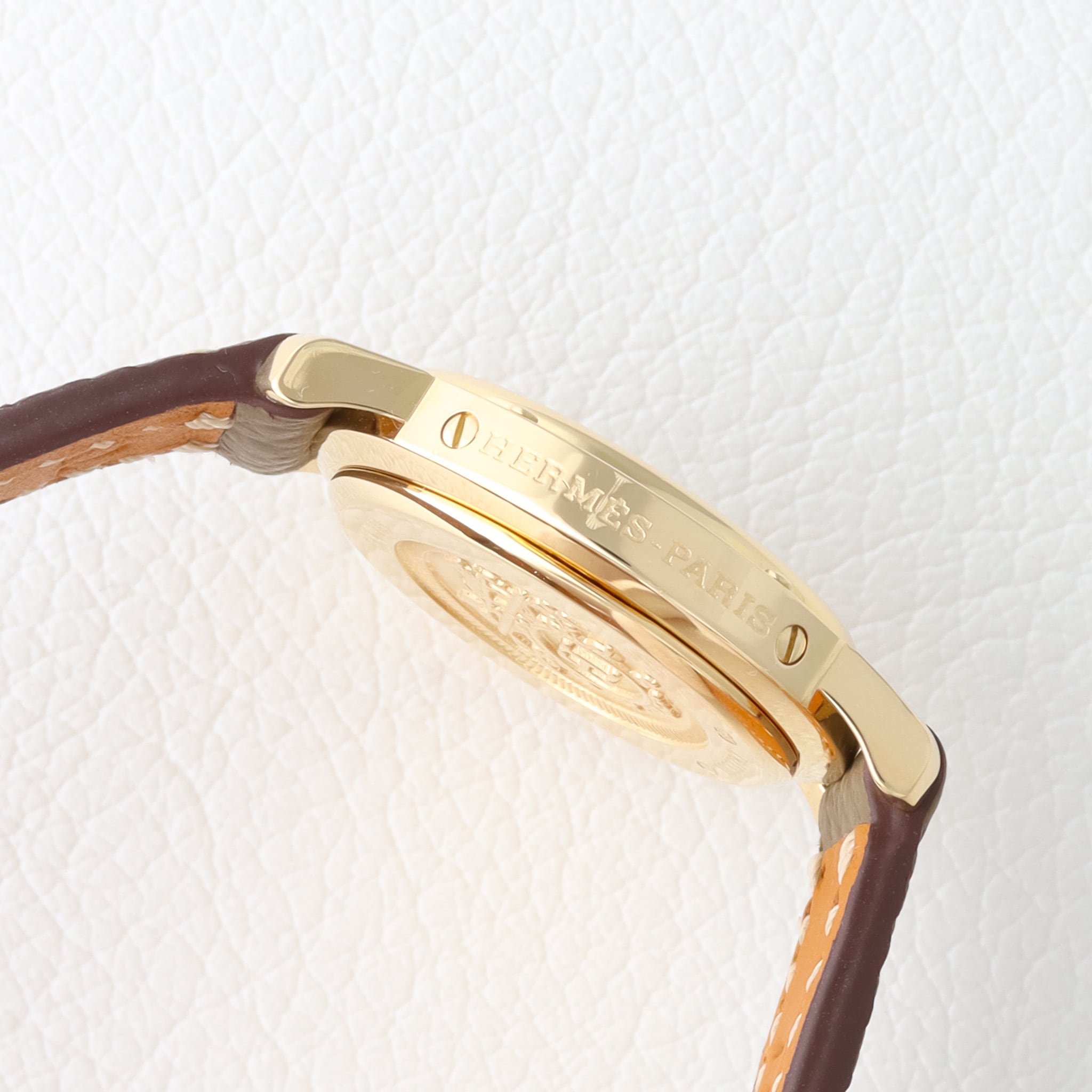 エルメス クリッパー 金無垢 ゴールド レザー 白文字盤 | Ante