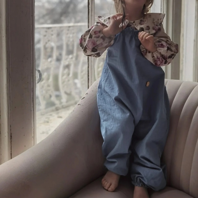 【予約】House of Dungarees / Organic Pullover Denim Dungaree - Denim Light Blue