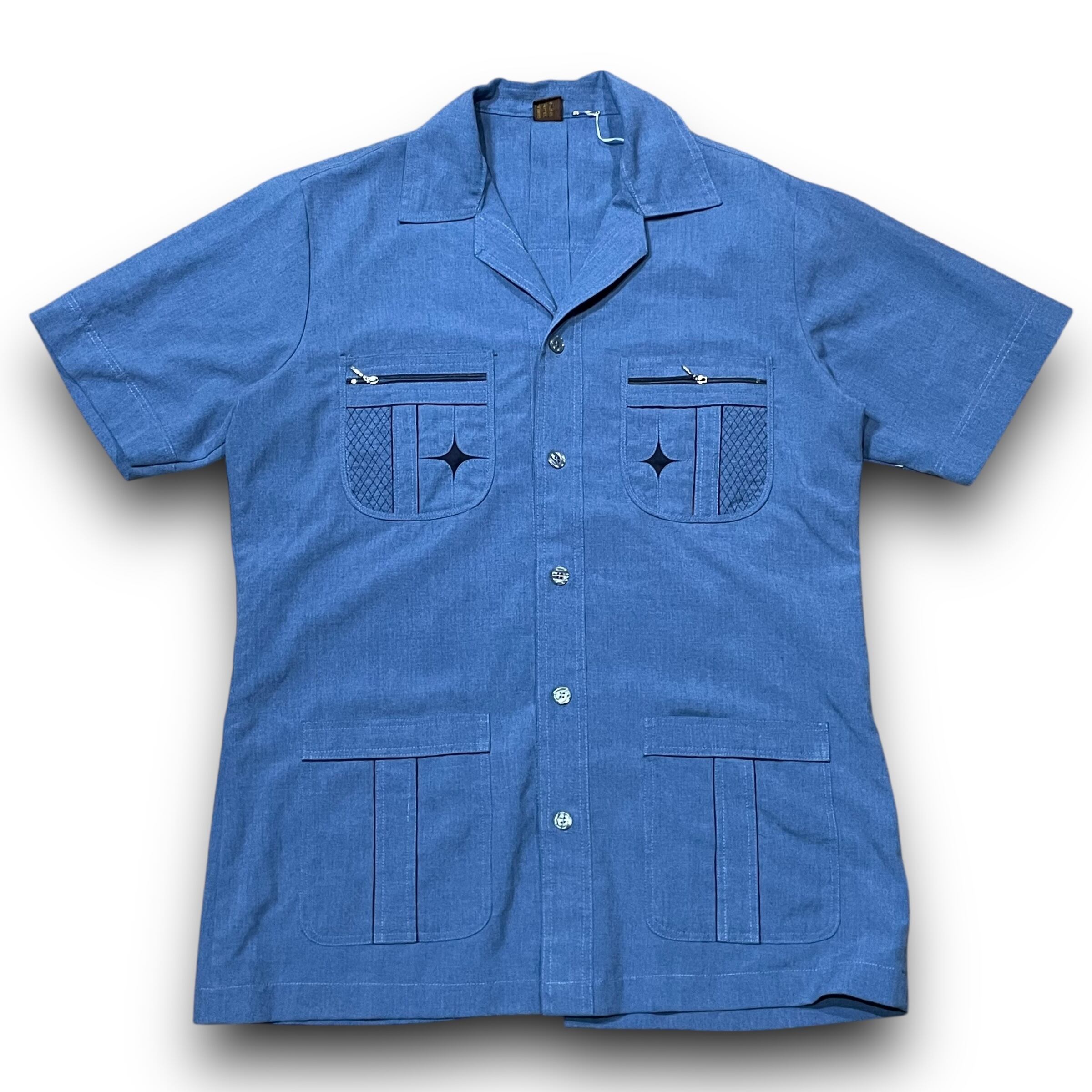 60s GLENN BERRY Stencil Chambray S/S Shirt S / US NAVY タイプ