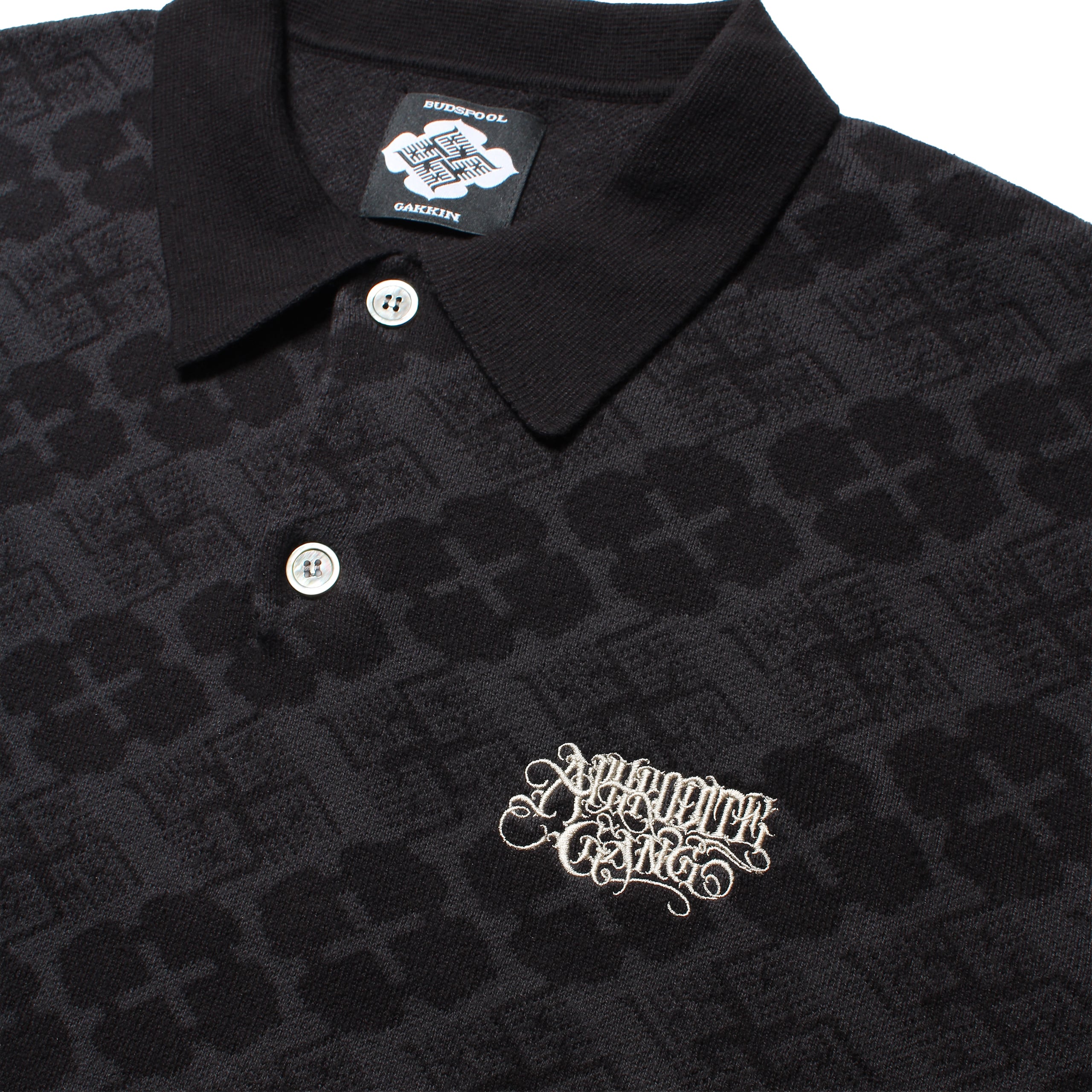 GAKKIN × BUDSPOOL 花罰家紋 COTTON JACQUARD KNIT POLO SHIRT