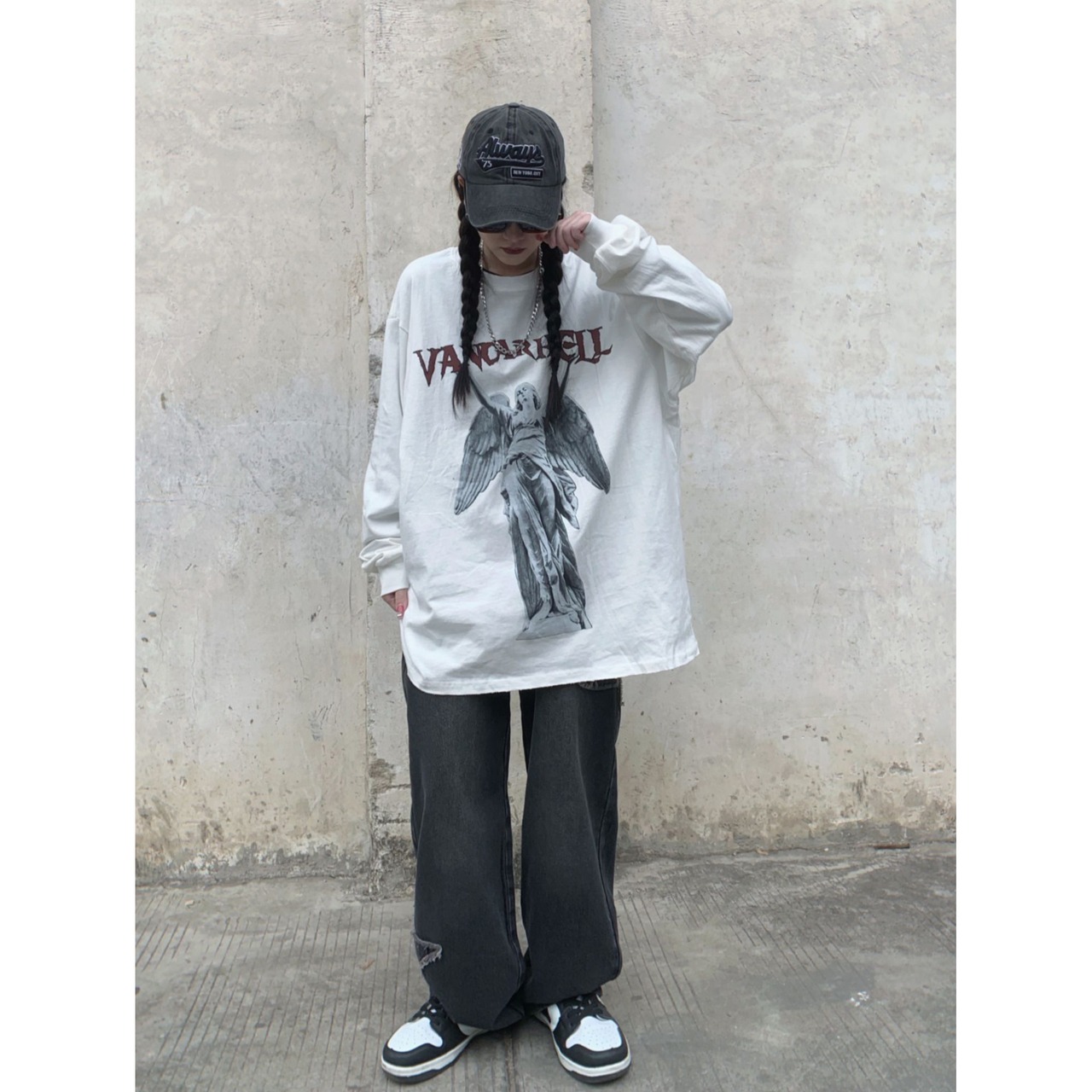 VINTAGE エンジェルスタチュー ロングTシャツ T528