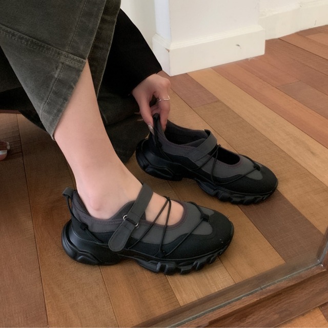 chunky sole velcro strap shoes L0568