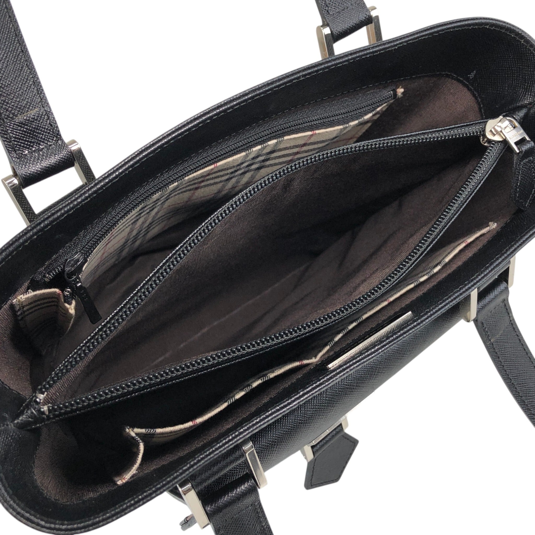 BURBERRY バーバリー トートバッグ ブラック ロゴ レザー 型押し