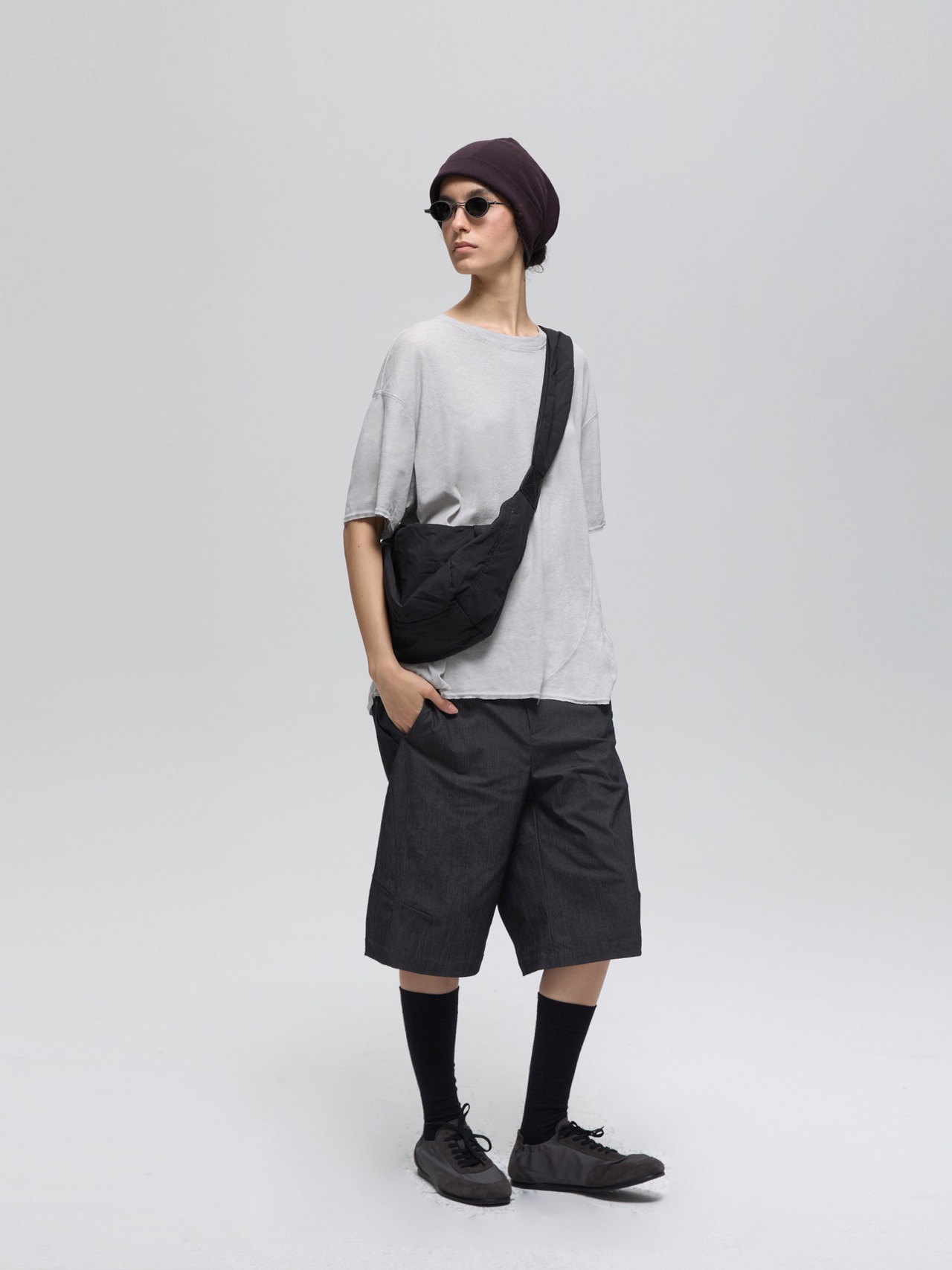 DECESOLO 25SS ヘンプカーブパッチワークTシャツ