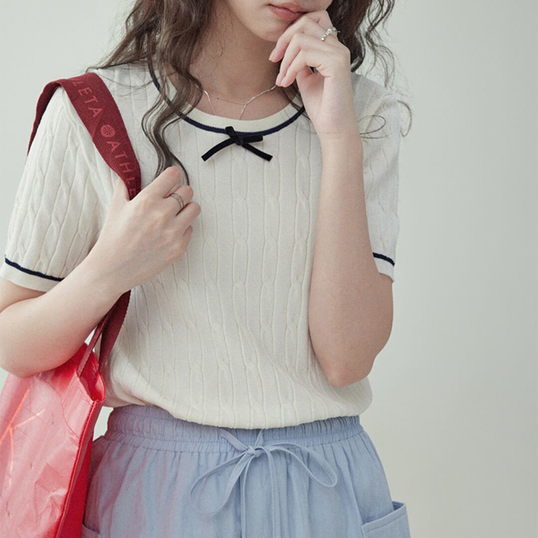 sweet niche ribbon knit t shirt