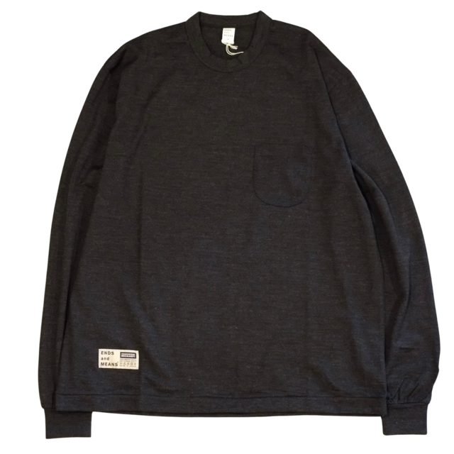 ENDS and MEANS／Merino Wool Pocket L/S Tee【 Charcoal 】