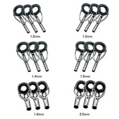 トップガイド ロッドガイド 18個セット ステンレス 釣り竿穂先 交換 修理キット (内径1.0mm〜2.0mm)