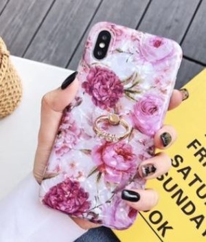 iPhone11用 フラワーピンク スマホケース