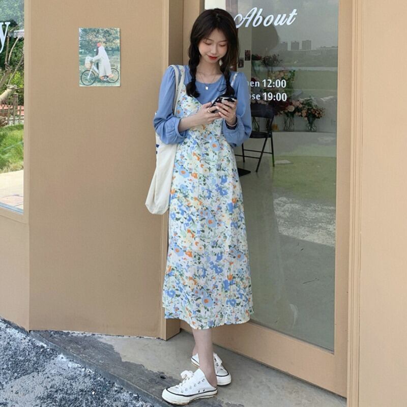 フローラルドレス サマースタンダードロングスカート レトロ 大人ガーリー スウィート キュート カジュアル 夏物 ビーチ 花柄 YY-ファッション27336079290