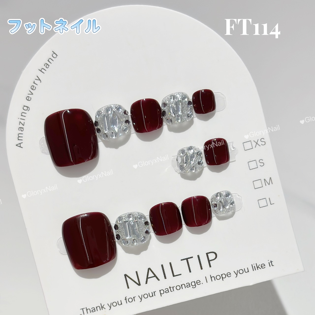 FT114 ネイルチップ サイズS/M/L フット用ネイルチップ